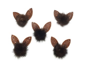 Brown Color Rabbit Ears Design Fancy Fur Patch