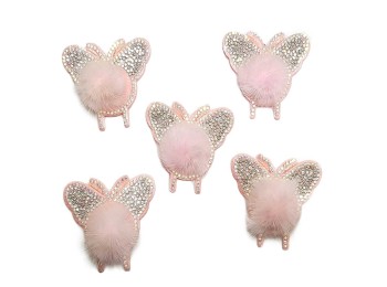 Baby Pink Butterfly Design Fancy Fur Patch
