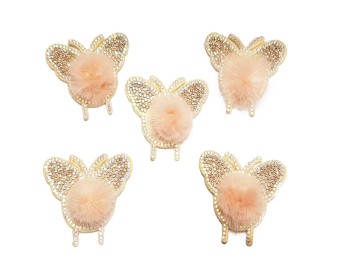 Light Peach Butterfly Design Fancy Fur Patch