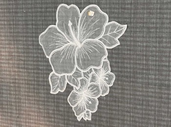 White Color Organza Flower With Beads Work For Dress, Gowns, Tops etc.