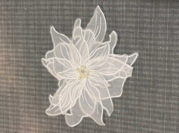 White Color Organza Flower For Dress, Gowns, Tops etc. - design 3