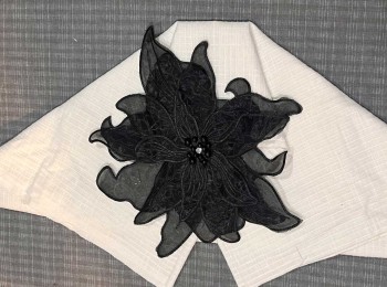 Black  Color Organza Flower For Dress, Gowns, Tops etc. - design 3