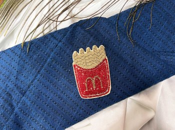 Red Mcdonalds Patch Beads Work Kiddish Patch