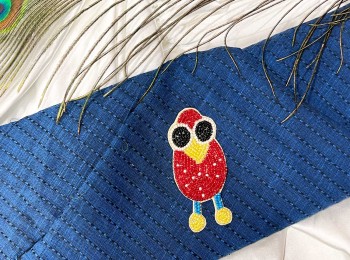Red Owl Patch Beads Work Kiddish Patch