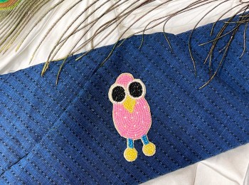 Pink Owl Patch Beads Work Kiddish Patch