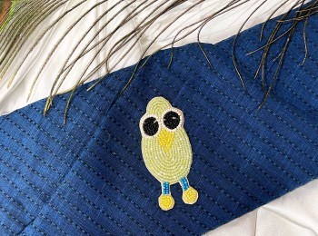 Pista Green Owl Patch Beads Work Kiddish Patch