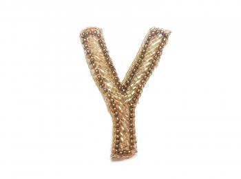 Golden Color Y Alphabet Embroidery Patch