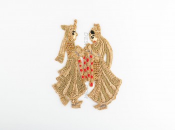 Golden-Red Dulha-Dulhan Bridal Hand Embroidery Patch