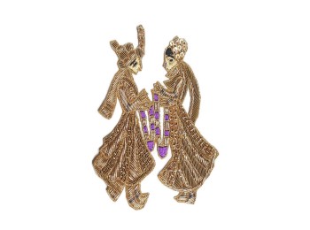 Golden-Purple Dulha-Dulhan Bridal Hand Embroidery Patch