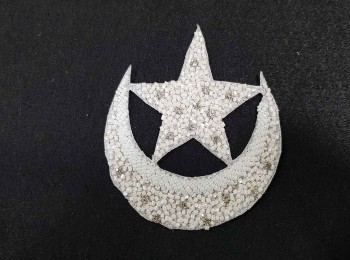 White Moon-Star Shape Hand Embroidery Patch