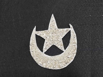 Silver Moon-Star Shape Hand Embroidery Patch