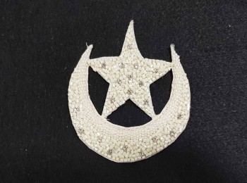 Off-White Moon-Star Shape Hand Embroidery Patch