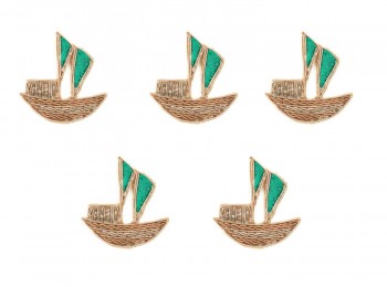 Green Color Hand Embroidery Patch in Boat Shape