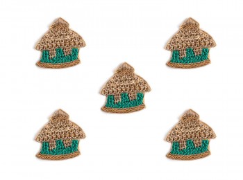 Dark Green Hand Embroidery Patch in Hut  Shape