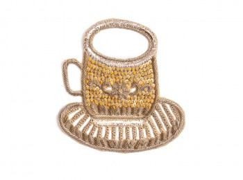 Golden Yellow Hand Embroidery Patch in Cup Shape