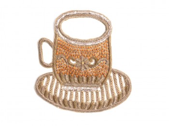 Golden Orange Hand Embroidery Patch in Cup Shape
