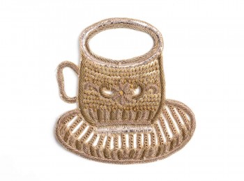 Golden Hand Embroidery Patch in Cup Shape