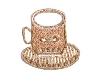 Golden Light Pink Hand Embroidery Patch in Cup Shape