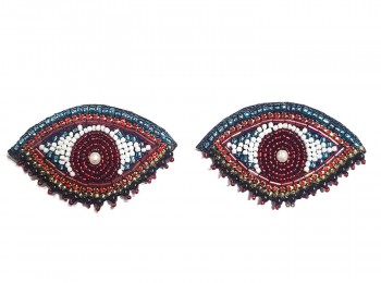 Red Evil Eye Shape Hand Embroidery Patch
