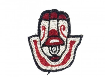 Red-White-Hand Shape Beads Work Hand Embroidery Patch