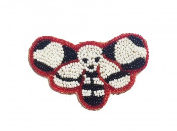 Red-white-Black Beads Work Hand Embroidery Patch
