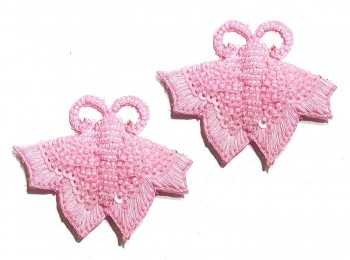 Baby Pink Color Thread And Sequins Work Designer Butterfly Patch