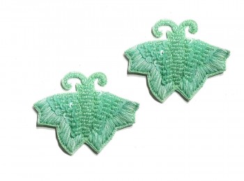 Mint Green color Thread And Sequins Work Designer Butterfly Patch