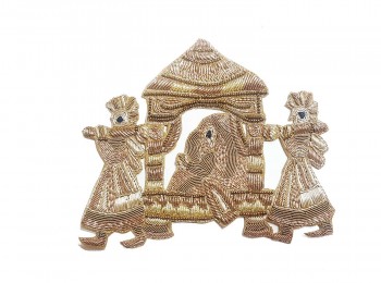 Golden Color Bridal Doli Dabka, Nakshi Work Embroidery Patch