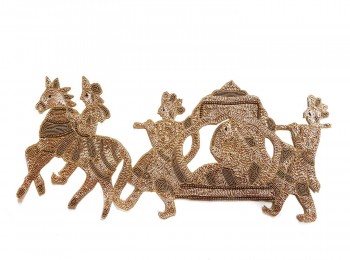 Dull Golden Dabka, Nakshi Work Bridal Doli Embroidery Patch