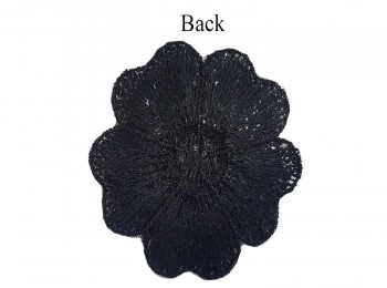 Black Color Flower Shape Beads Work Fancy Patch