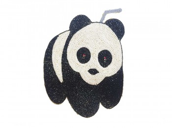 Black-White Color Panda Shape Beads Work Patch/Applique