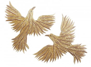 Golden Color Eagle Shape Designer Hand Embroidery Patch