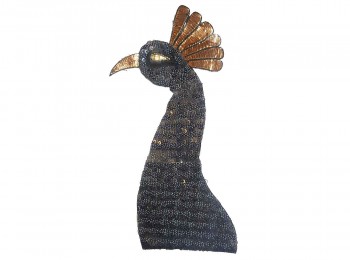 Metallic Grey Color Designer Peacock Head Hand Embroidery Patch