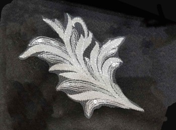 White color Leaf Shape Bead Work Patch
