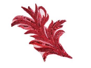 Maroon color Leaf Shape Bead Work Patch