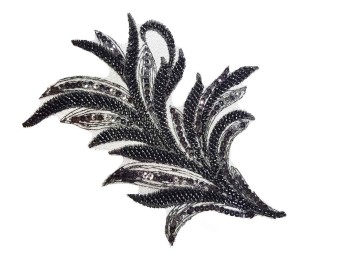 Black color Leaf Shape Bead Work Patch