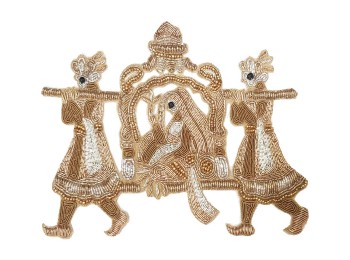 Golden-Silver Color Bridal Doli Dabka, Nakshi Work Embroidery Patch