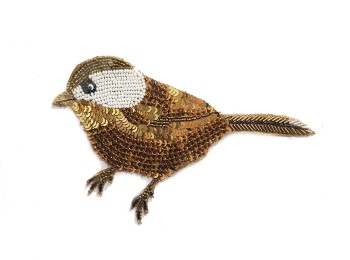Golden Sparrow Design Bird Patch For Suits, Dresses, Blazers, Jackets etc.