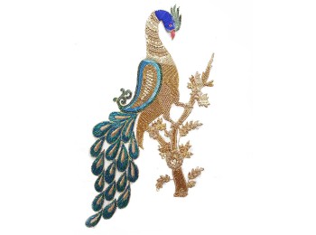 Peacock Design Fancy Embroidery Patch/Applique For Dresses, Suits, Blazers, etc.
