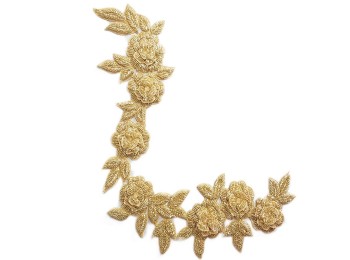 Golden Flower Design Embroidery Patch For Blouse, Suits, Kurtis, Blazers etc.