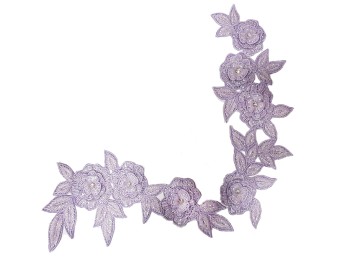 Mauve Flower Design Embroidery Patch For Blouse, Suits, Kurtis, Blazers etc.
