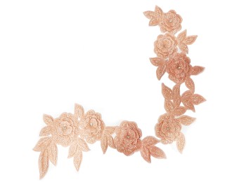 Peach Flower Design Embroidery Patch For Blouse, Suits, Kurtis, Blazers etc.