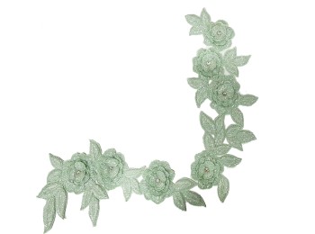 Mint Green Flower Design Embroidery Patch For Blouse, Suits, Kurtis, Blazers etc.