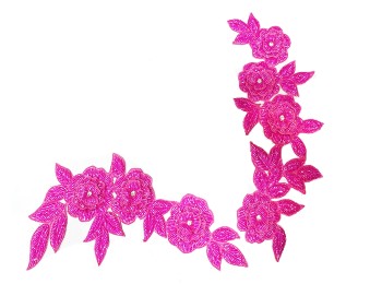 Magenta Flower Design Embroidery Patch For Blouse, Suits, Kurtis, Blazers etc.