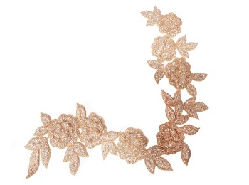 Rose Gold  Flower Design Embroidery Patch For Blouse, Suits, Kurtis, Blazers etc.