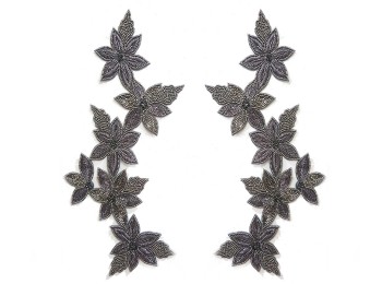 Metallic Grey Embroidery Floral Design Patch For Blouse, Suits, Kurtis, Blazers etc.
