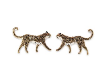 Golden Rainbow Leopard Cheetah Patch Beads Work Embroidery Patch - 2 pieces
