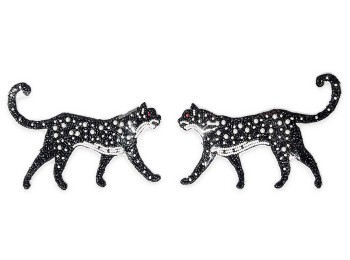 Black Leopard Cheetah Patch Beads Work Embroidery Patch - 2 pieces