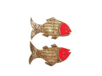 Red-Golden Fish Design Embroidery Patch | Fish Patch