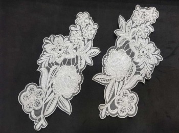 White Thread Work Dyeable Patch Embroidery Patch For Dresses, Suits, DIY etc.